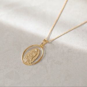 Large Virgin Mary Necklace | 18k Gold Filled
